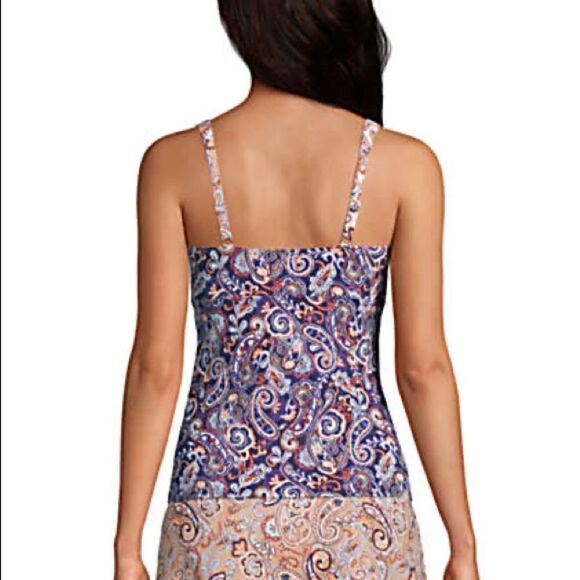 Land’s End Plus Two V-Neck wrap adjustable underwire tankini tops floral 22W 24W - Picture 3 of 6
